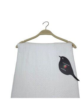 Piscatextil Oversized White Throw Blanket 50"x70" 100% Cotton Textured Portugal